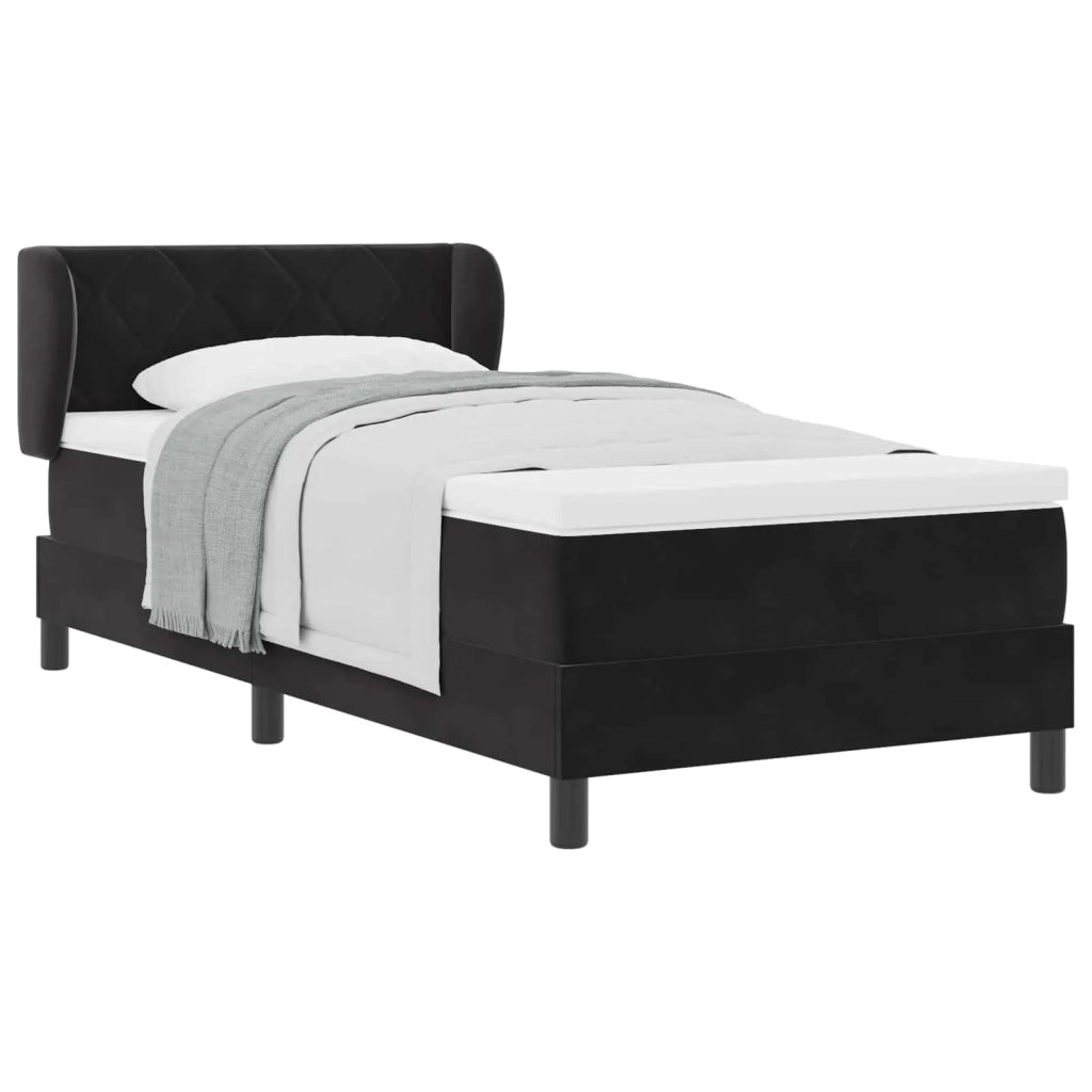 Letto a molle con materasso-Struttura Letto con Materasso Nero 90 x 190 cm Velluto 219912
