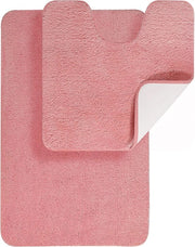 Set di tappeti da bagno (2 pezzi), antiscivolo e lavabile, tappeto da bagno in microfibra spessa, misura 50x80 cm e tappeto da toilette 50x50 cm, colore rosa