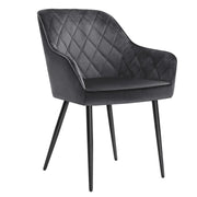 Sedia da pranzo poltrona seduta imbottita con braccioli larghezza seduta 49 cm gambe in metallo rivestimento in velluto portata 110 kg per soggiorno o camera da letto grigio 12_0002445