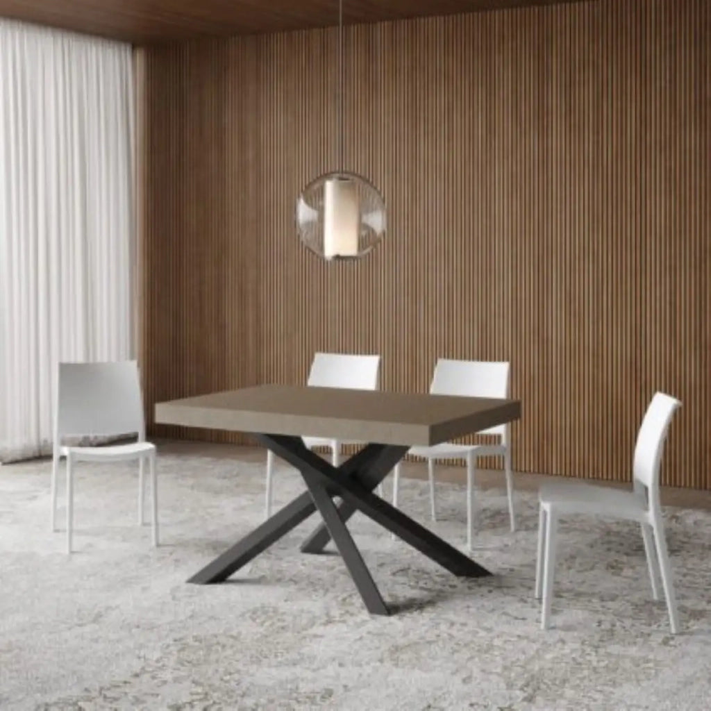 Tavolo allungabile 120/380x90 cm Volantis Premium tortora gambe antracite