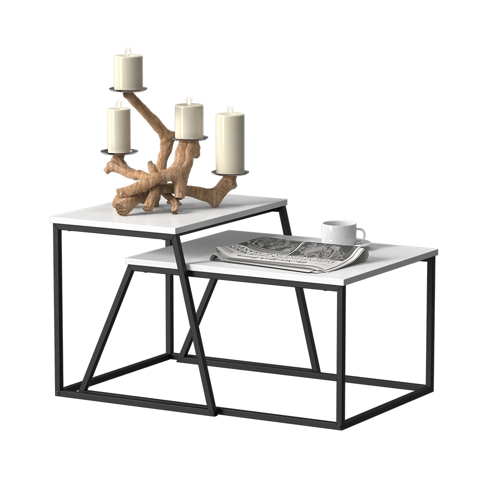 Vicco Tavolino da divano Bianco/nero 60 x 50 cm 2 parti