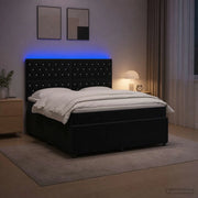 Letto Box Spring LED con Materasso Nero 140 x 200 cm Velluto 3456079