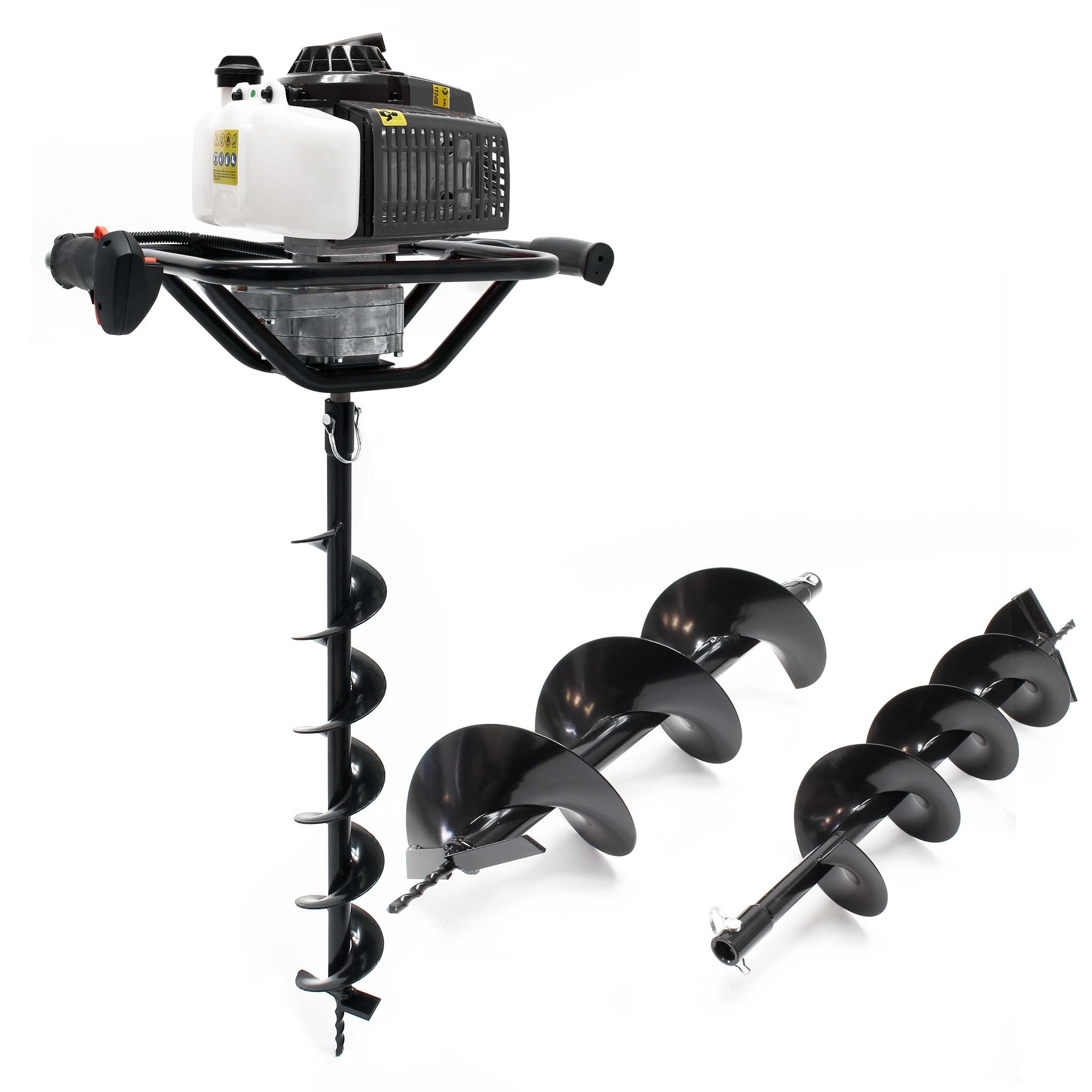 Mototrivella a benzina, motore a 2 tempi di 3 CV e punte elicoidali Ø100mm, 150mm e 200mm