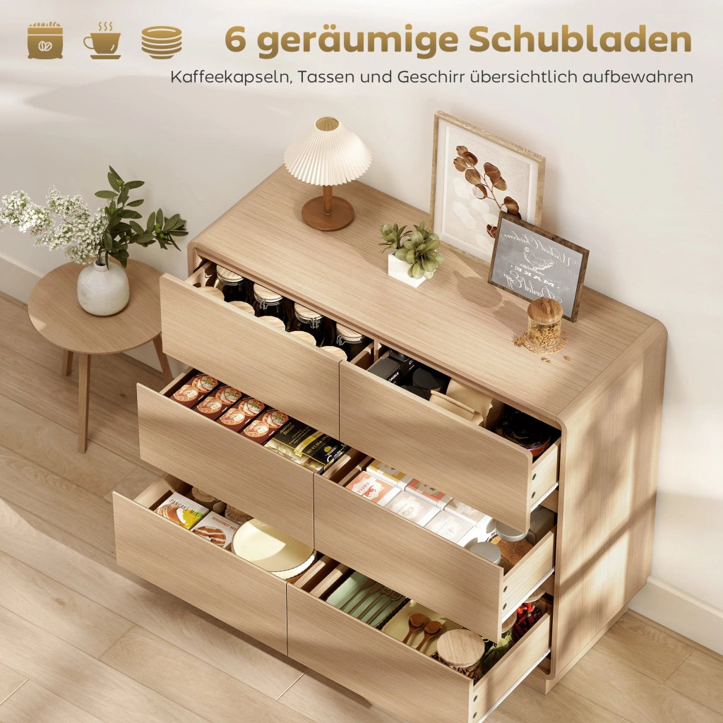 Cassettiera con 6 cassetti ¨C zephmum ¨C legno naturale 100x40x80
