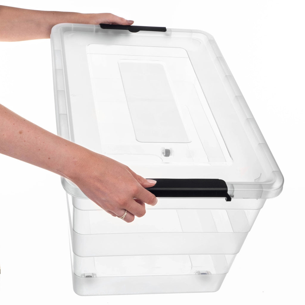 Organizzatore per giocattoli in plastica KADAX da 55 litri con coperchio