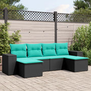 Set Divani da Giardino 6 pz con Cuscini Nero in Polyrattan 3222916
