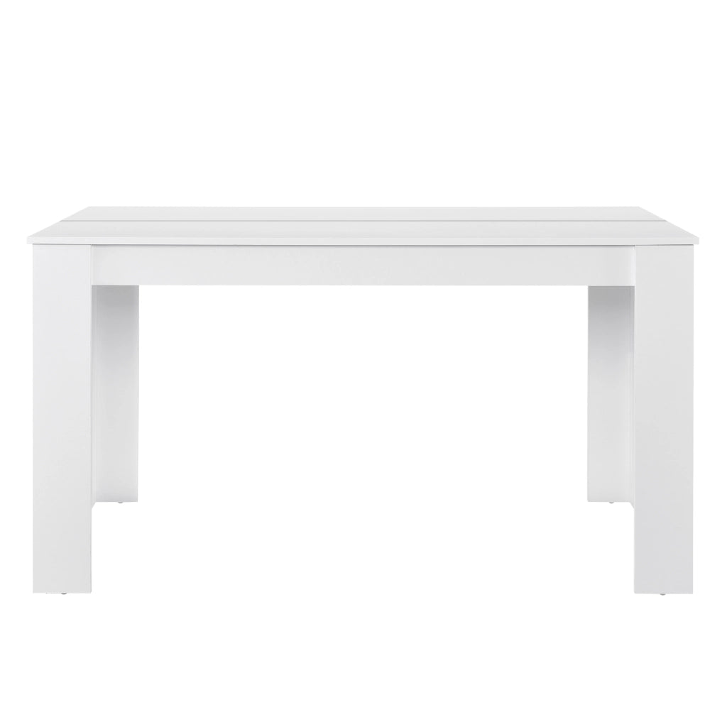 Set Pranzo con Tavolo 140x90 cm e 6 Sedie in Similpelle - Bianco / Grigio chiaro [en.casa]