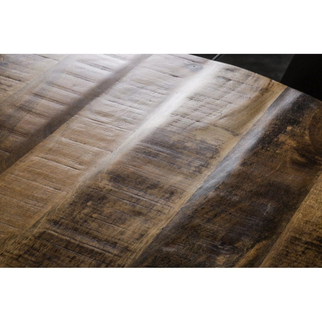 Tavolo da pranzo LODEN 120 cm – Piano rotondo in legno massello di mango e struttura in metallo nero