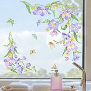Decorazione per finestre con immagini di fiori e farfalle per protezione antisole per finestre con vetri, decorazione per interni per soggiorno, cucina e ufficio.