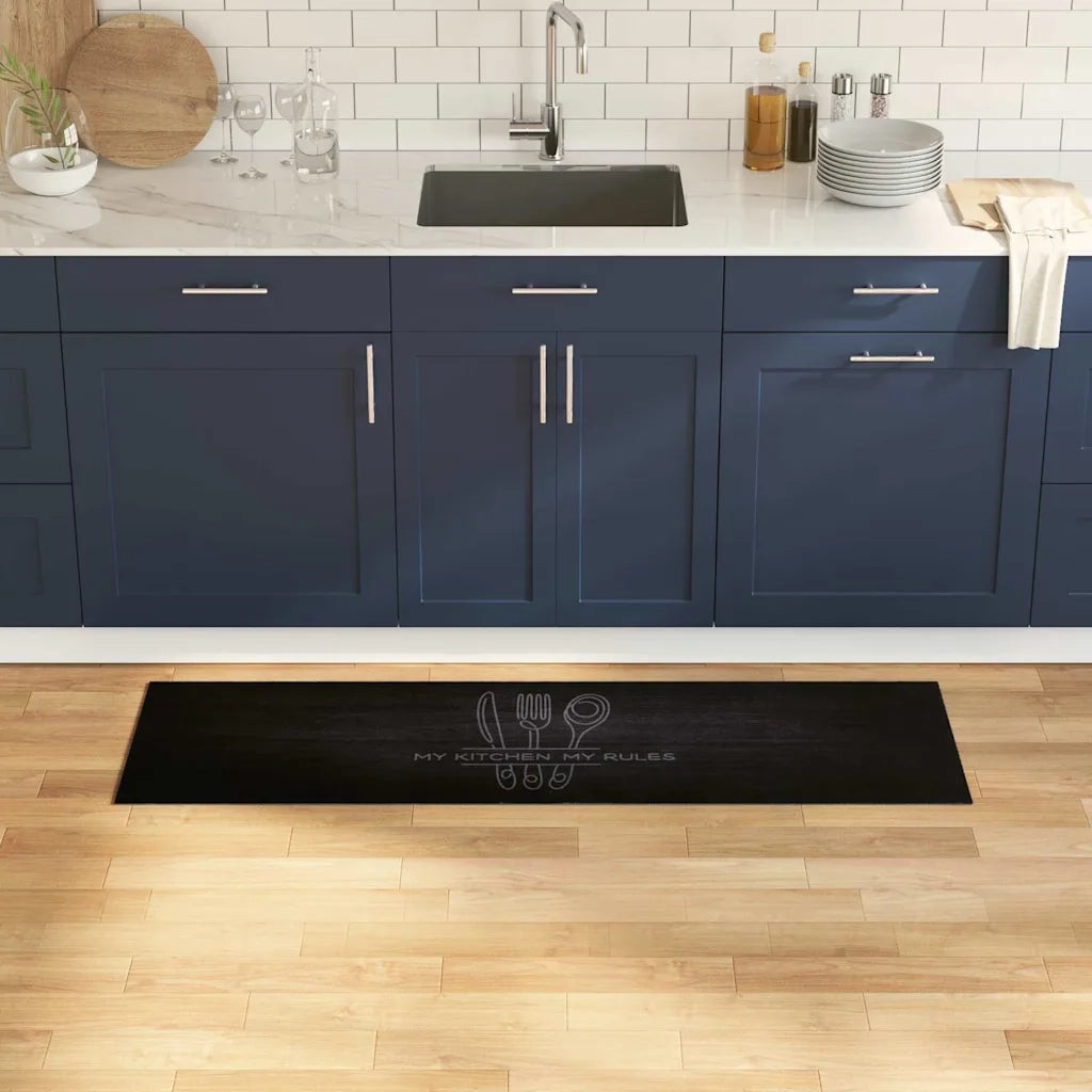 Tappeto da Cucina-Tappetino da Cucina Nero 150 x 45 cm Velluto 229989