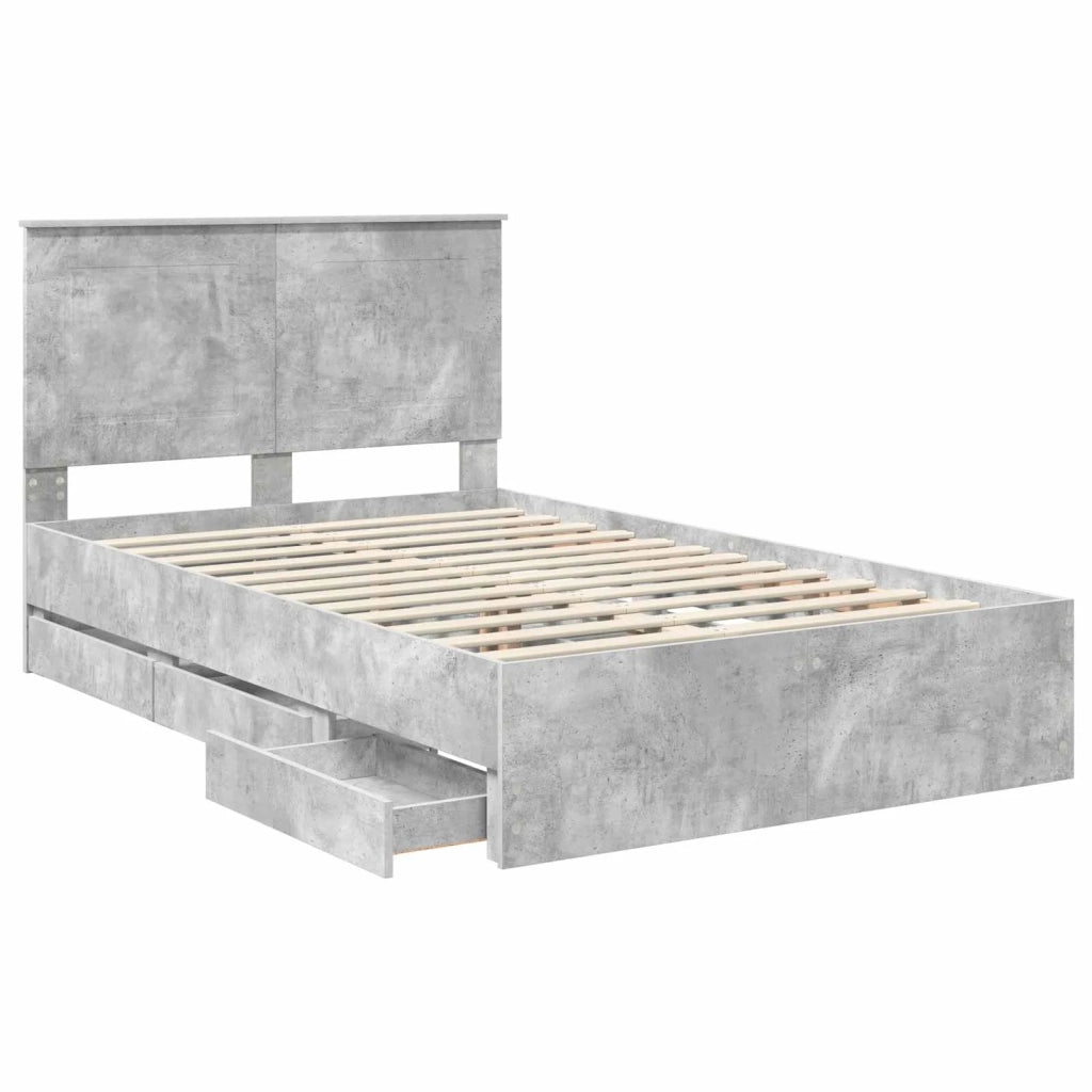 Letto matrimoniale | Letto per adulti | Struttura del letto con cassetto Grigio cemento 135 x 190 cm