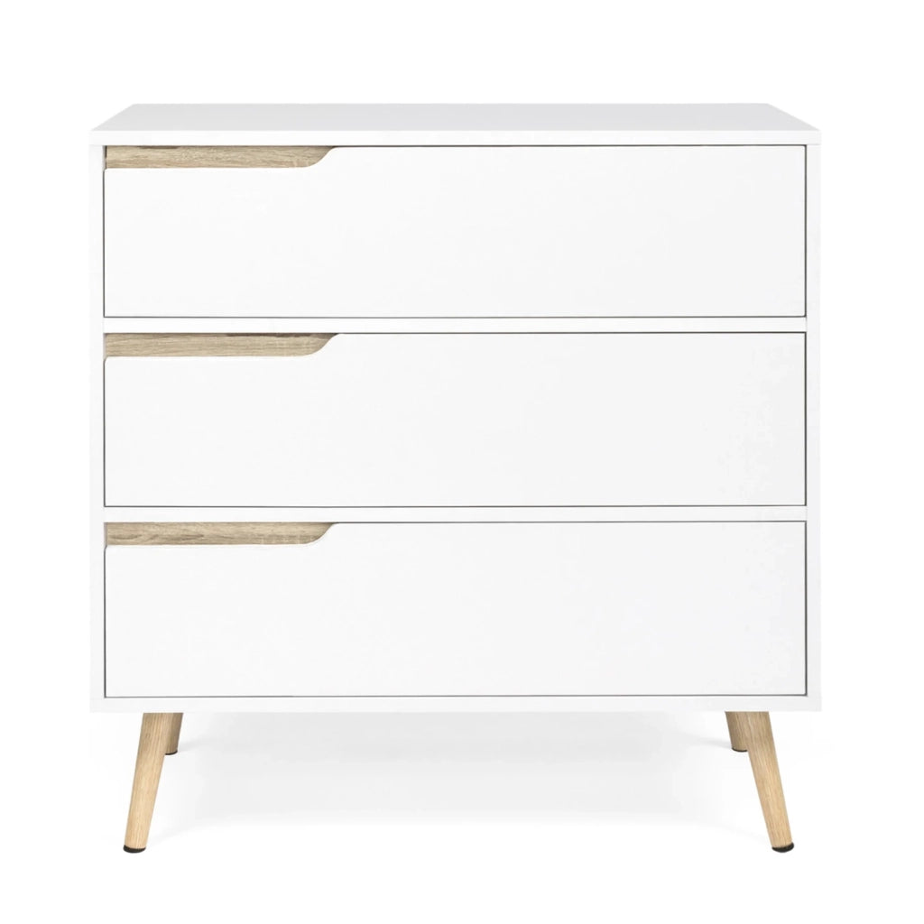 IDMarket - Cassettiera scandinavo a 3 cassetti legno e bianco HELSINKI