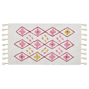 Tappeto in cotone multicolore con motivo geometrico e nappe 80 x 150 cm camera da letto soggiorno