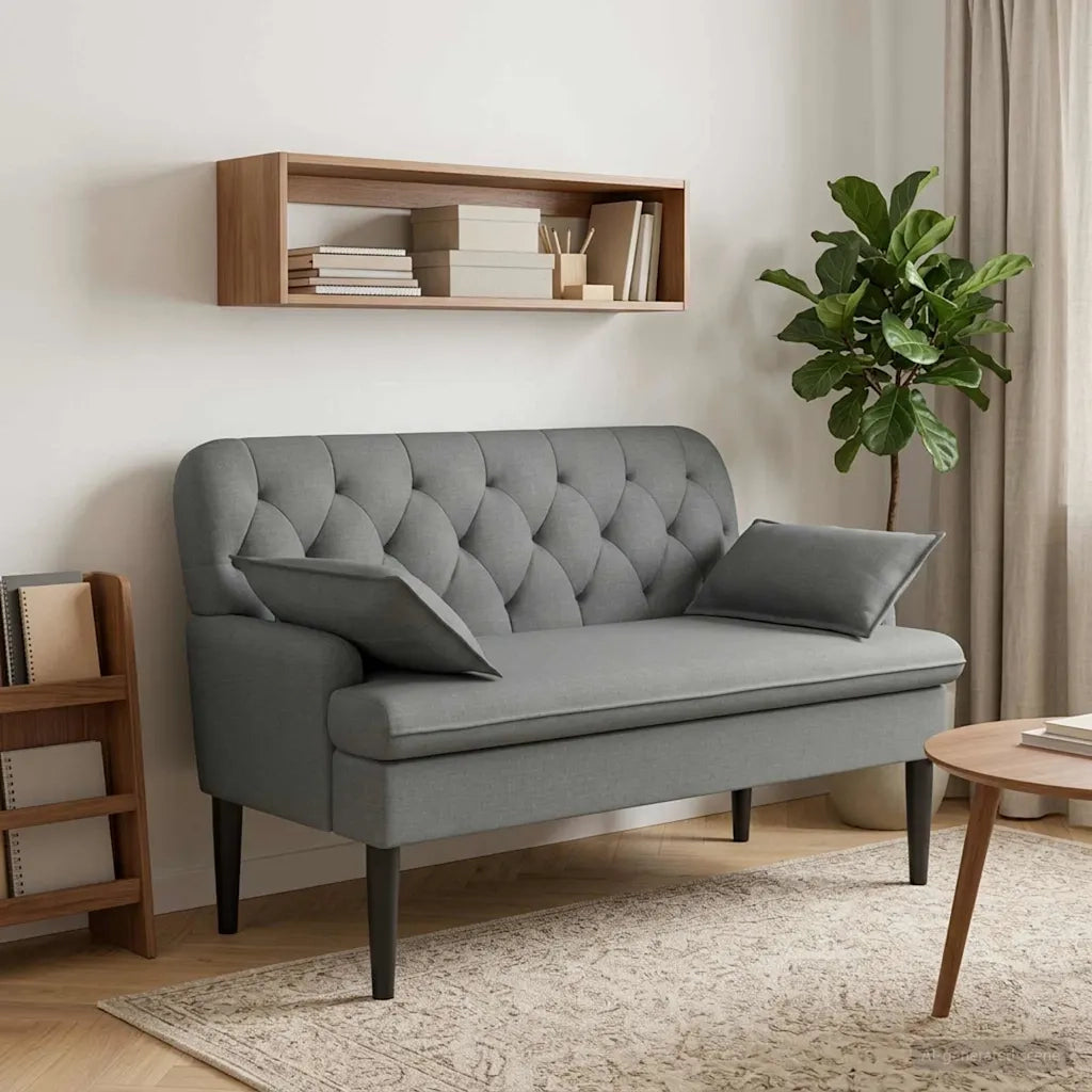 Loveseat con bottoni imbottiti Grigio Scuro 111 x 68 x 80 cm 42041797