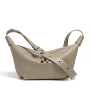 Borsa a conchiglia da donna in vera pelle, grigia