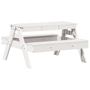Tavolino da Giardino | Tavolo Picnic per Bambini Bianco 88x97x52cm Legno Massello Pino