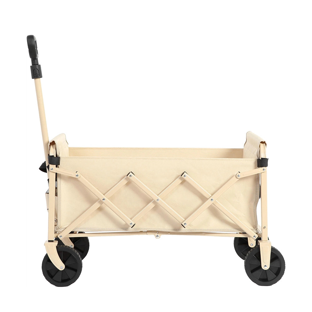 Carrello da spiaggia pieghevole leggero - Xylo - 50L - Beige - Ruote robuste per campeggio e shopping
