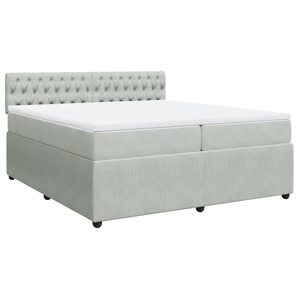 Giroletto a Molle con Materasso Grigio Chiaro 200x200cm Velluto 3290136