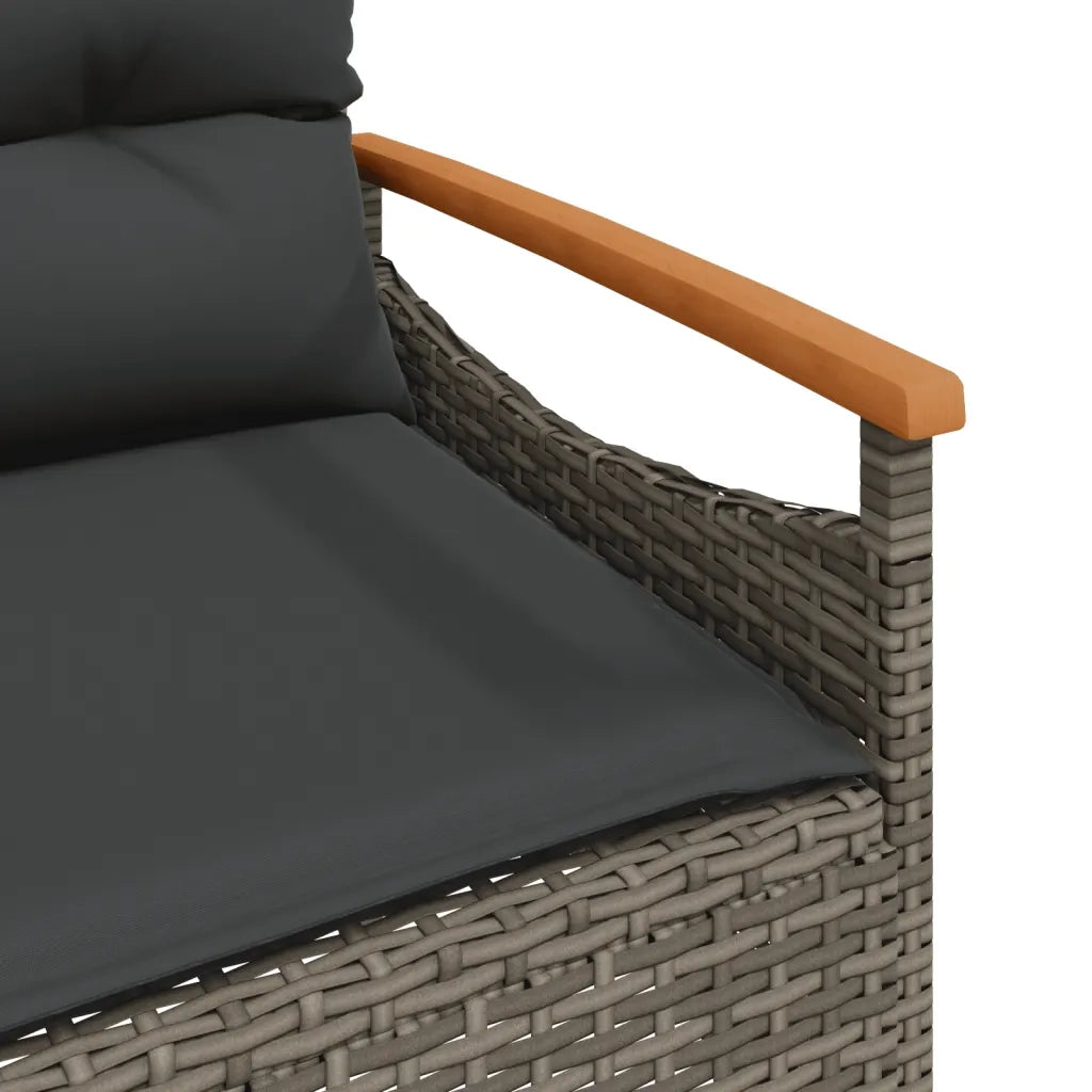 Panchina Giardino con Cuscini 116x62,5x74 cm Grigia Polyrattan 368402