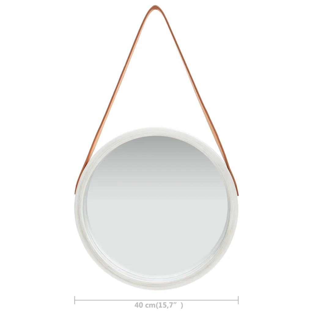 Specchio da Parete con Cinghia-Specchio a Muro-Specchio Decorativo 40 cm Argento