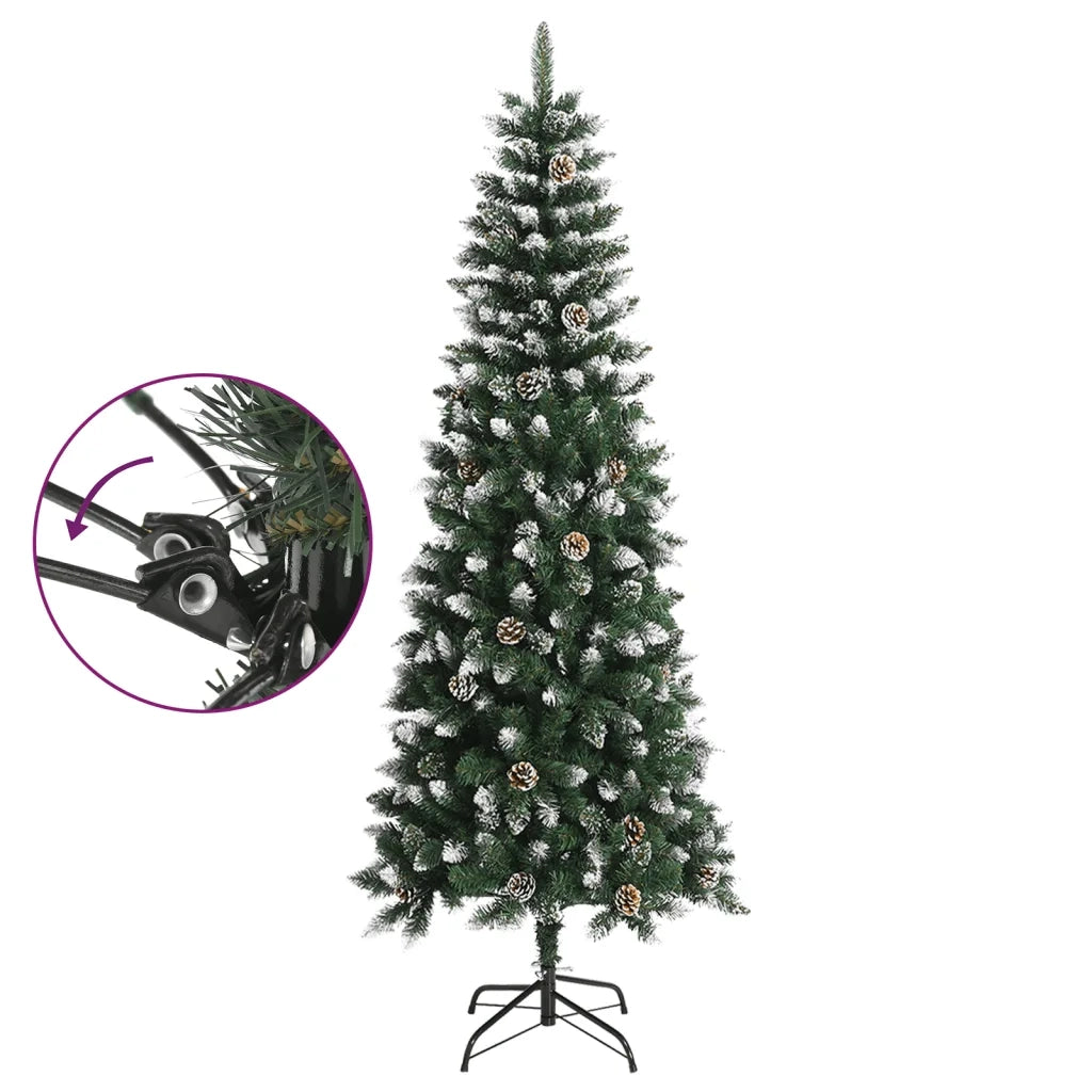 Albero di Natale Artificiale-Albero Natalizio con Base Verde 240 cm PVC 749103