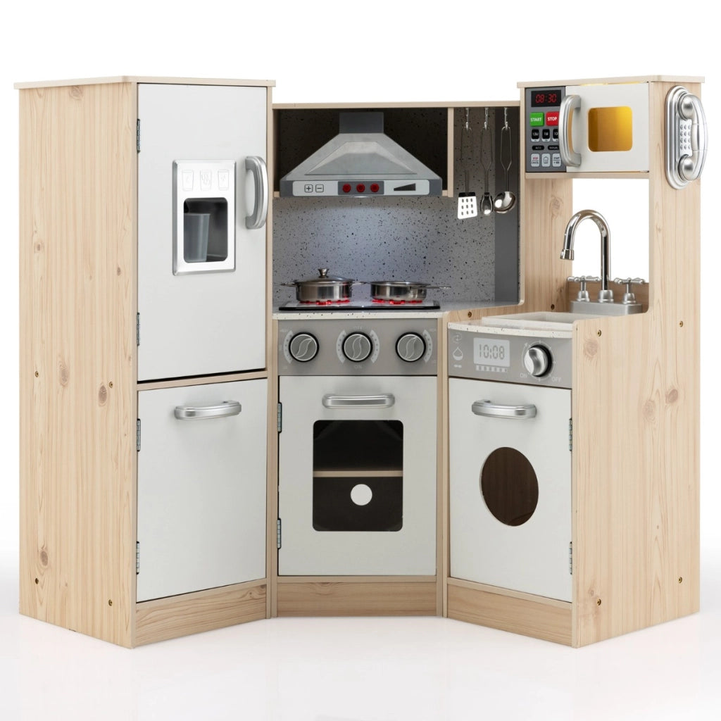 Set da cucina giocattolo in legno per bambini, Set di gioco con accessori per pentole cubetti di ghiaccio