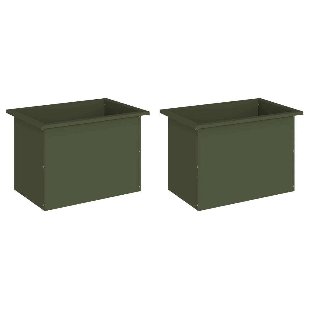 Fioriera da giardino con LED 2 pz Verde Oliva 40 x 60 x 40 cm 8008147