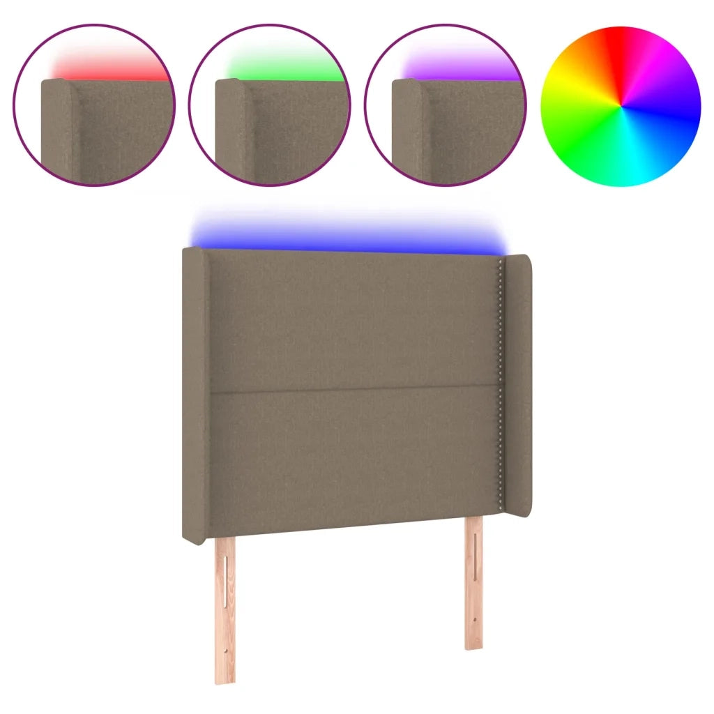 Testiera | Testata a LED Tortora 103x16x118/128 cm in Tessuto