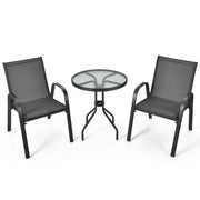 Set di mobili da 3 pezzi con tessuto traspirante per cortile, Set da conversazione per patio con tavolino Grigio-Set mobili da esterno