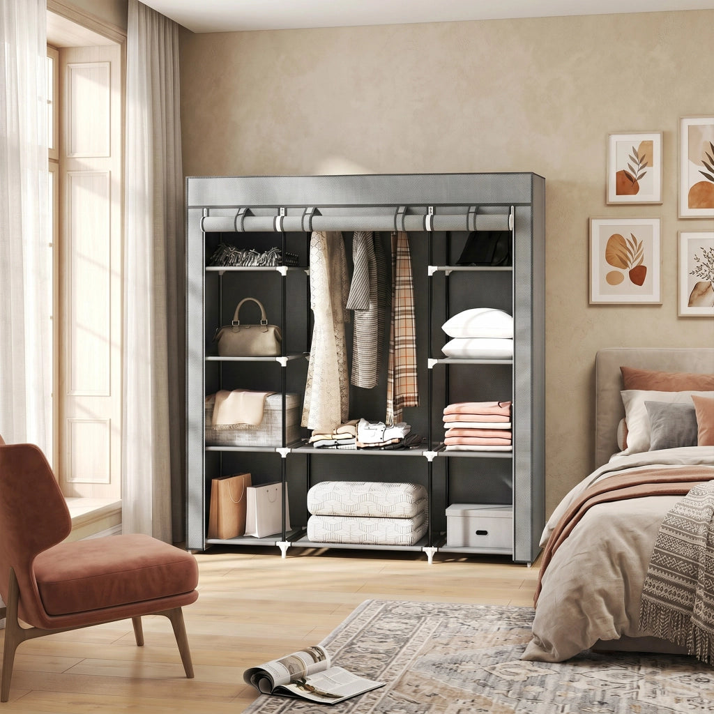 Armadio Guardaroba Appendiabiti con Ripiani ¨C Minimal ¨C Grigio 150x43x162.5 cm