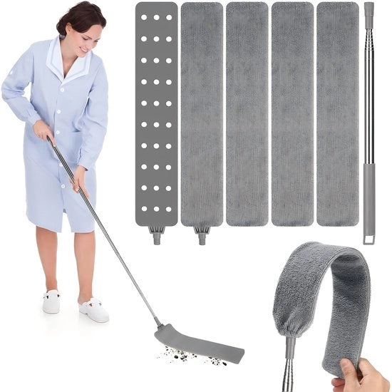 Mop con manico telescopico, estendibile da 0,8 metri a 2,5 metri, lavabile.