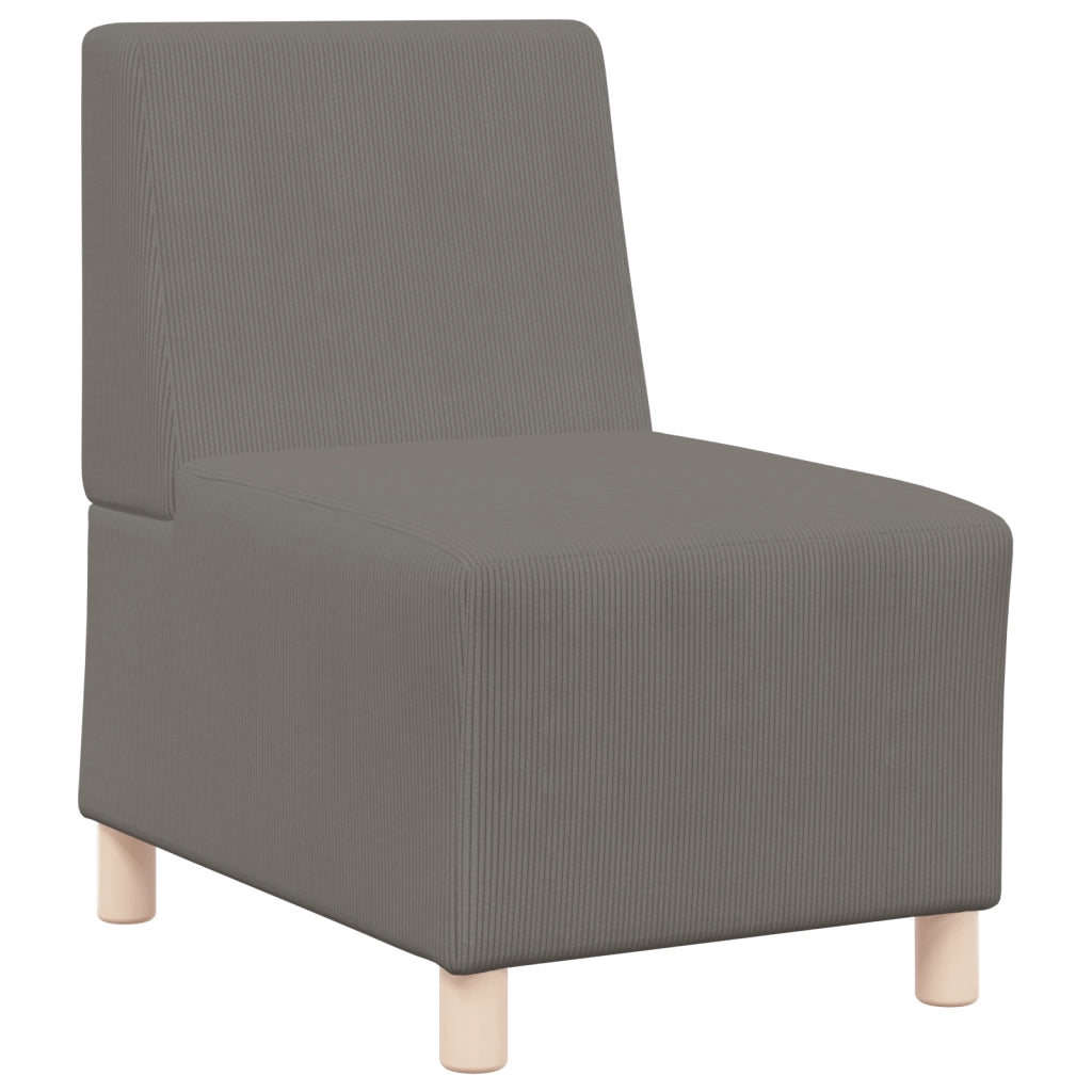 Divano Sedia senza Braccioli Grigio Chiaro 55 cm Tessuto di Velluto a Coste