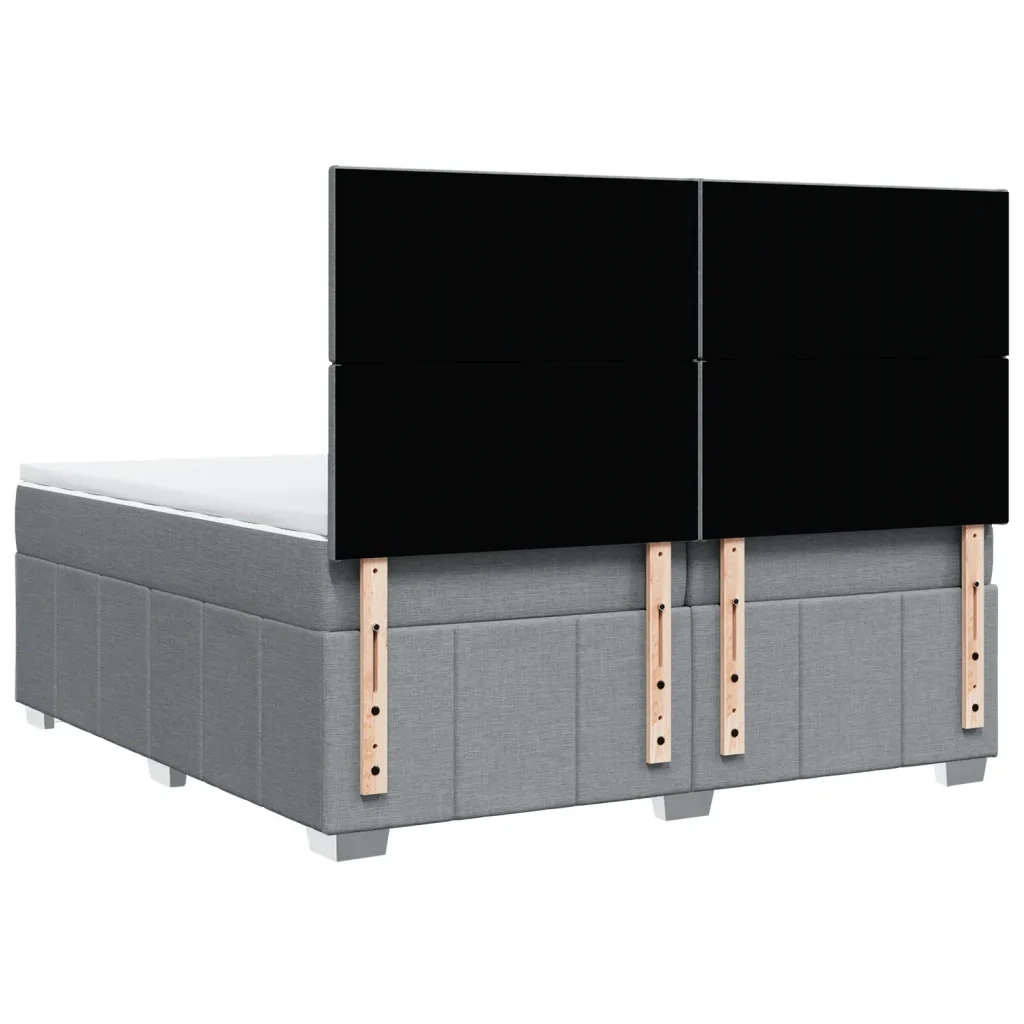 Giroletto a Molle con Materasso Grigio Chiaro 200x200cm Tessuto 3294068