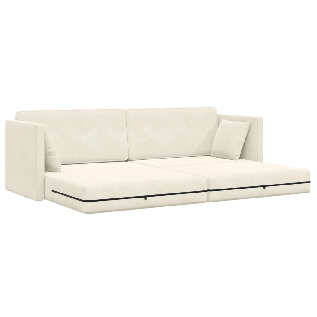 Divano-letto da pavimento Crema 213 x 70 x 77 cm Velluto 4106732