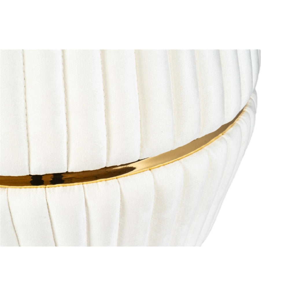 Pouf Doric 225 avorio e oro con lavorazione a pieghe