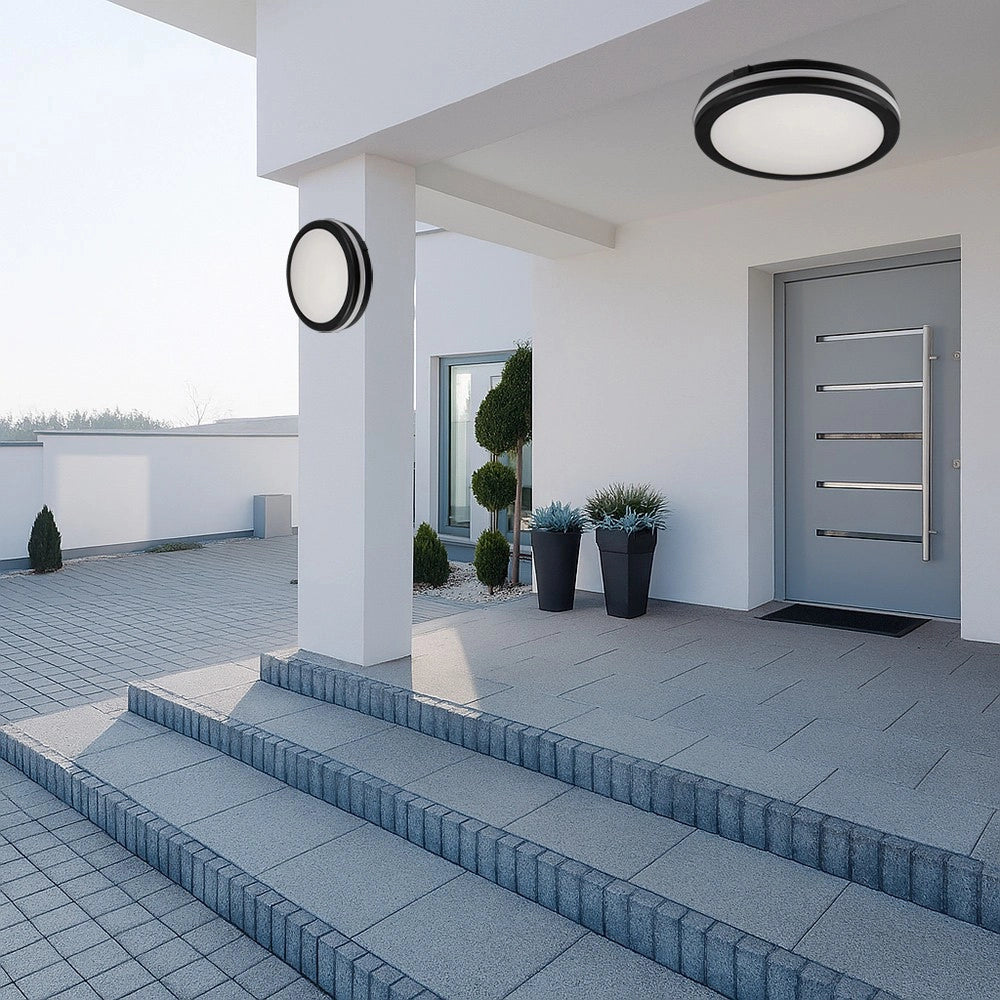 Trade Shop - Plafoniera Led 29w Tecnologia Cct Applique Interno Esterno Soffitto Parete Ip65 Ess-02-3c - Nero