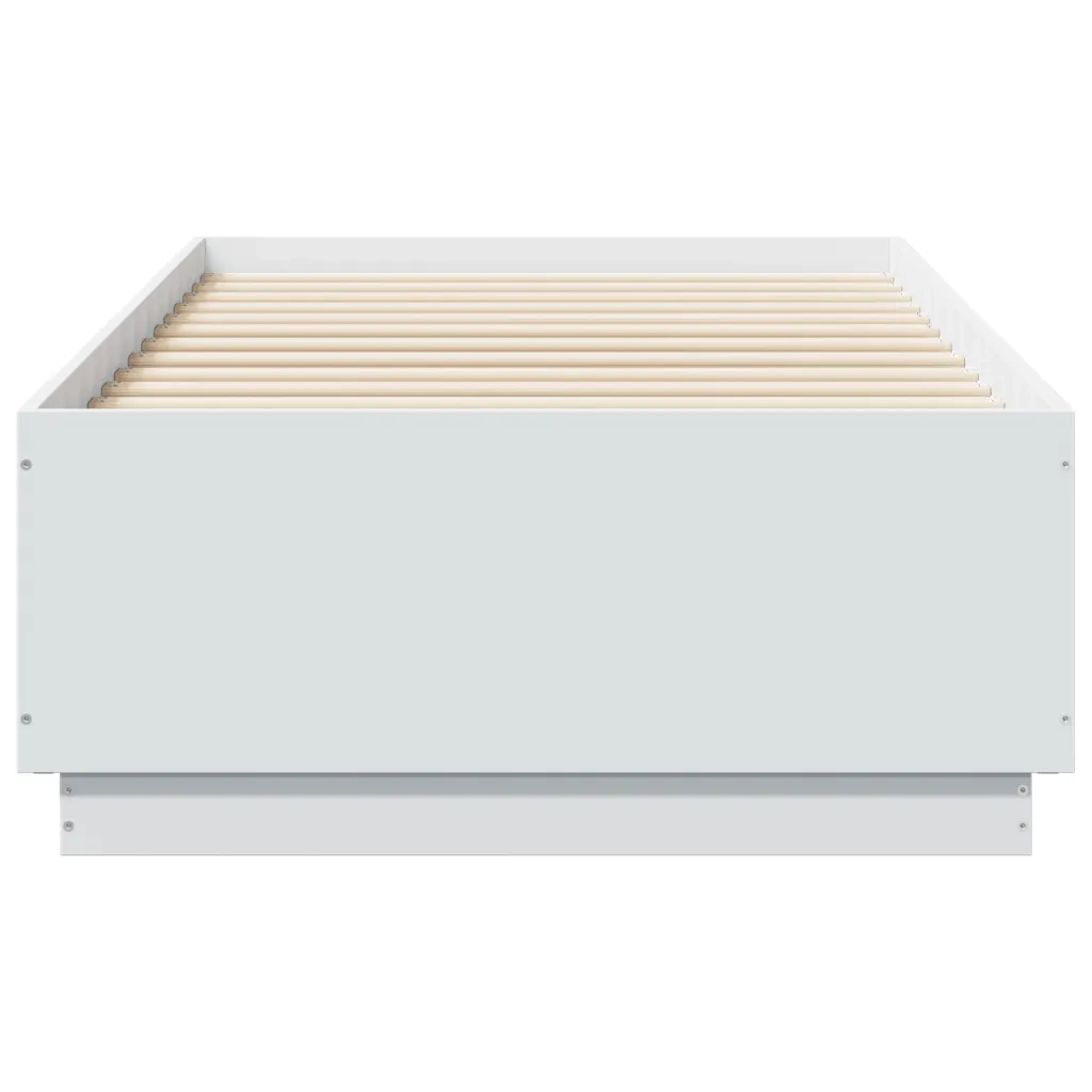 Letto singolo | Letto per adulti | Giroletto con Luci LED Bianco 90x190 cm in Legno Multistrato