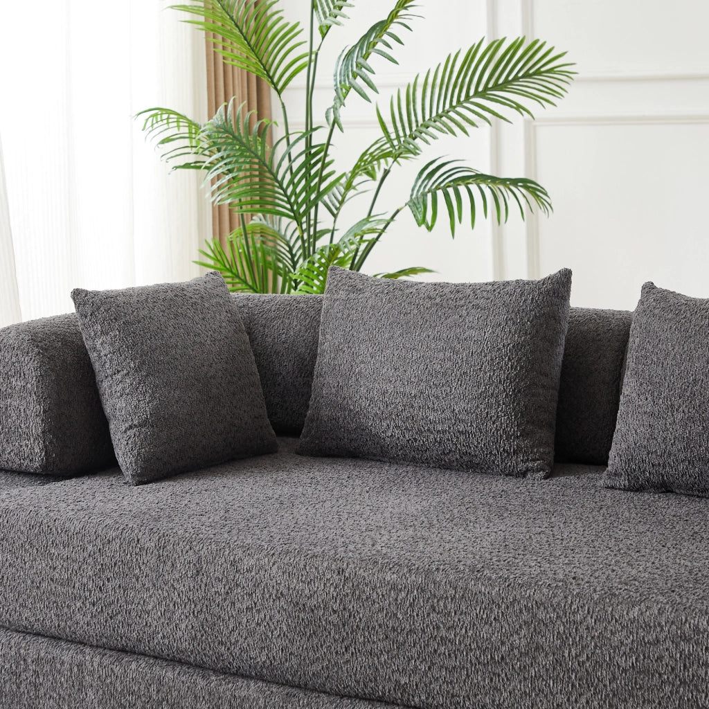 Divano letto modulare 4 in 1 con schienale regolabile in ciniglia grigio