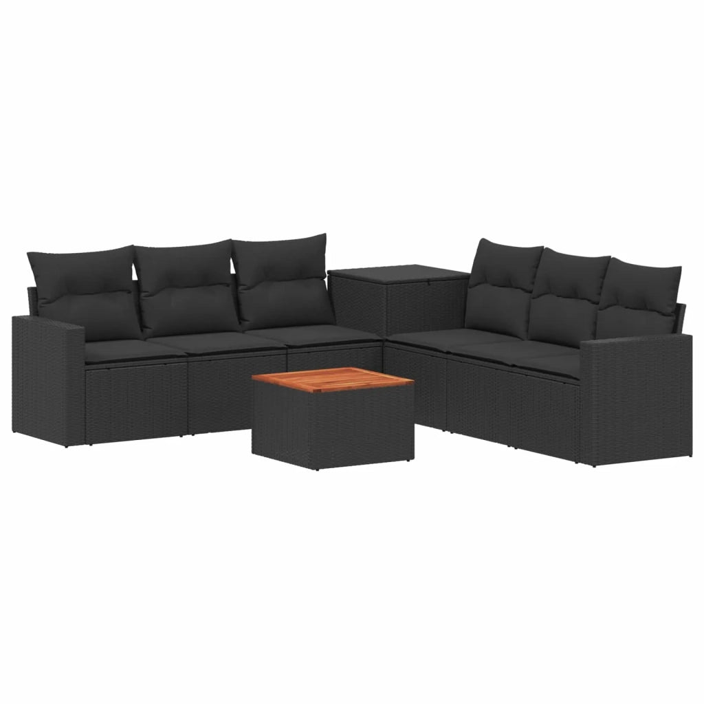 Set di divani 8 pz Nero Rattan sintetico e Acciaio 3448320