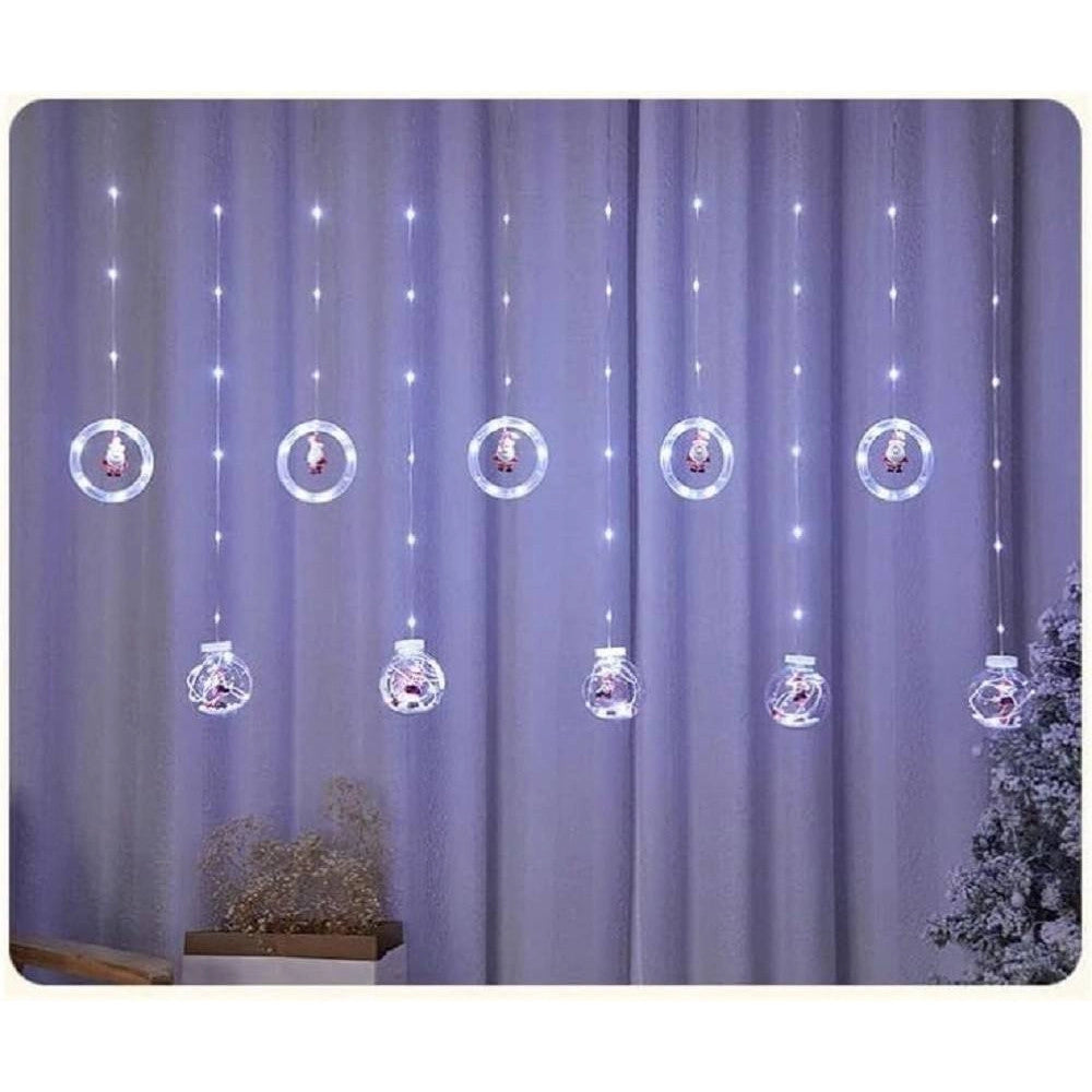 Trade Shop - Luci Natalizie 3d 3mt Tenda Usb Interni Rgb Anelli Con Figura Natale Decorazione -