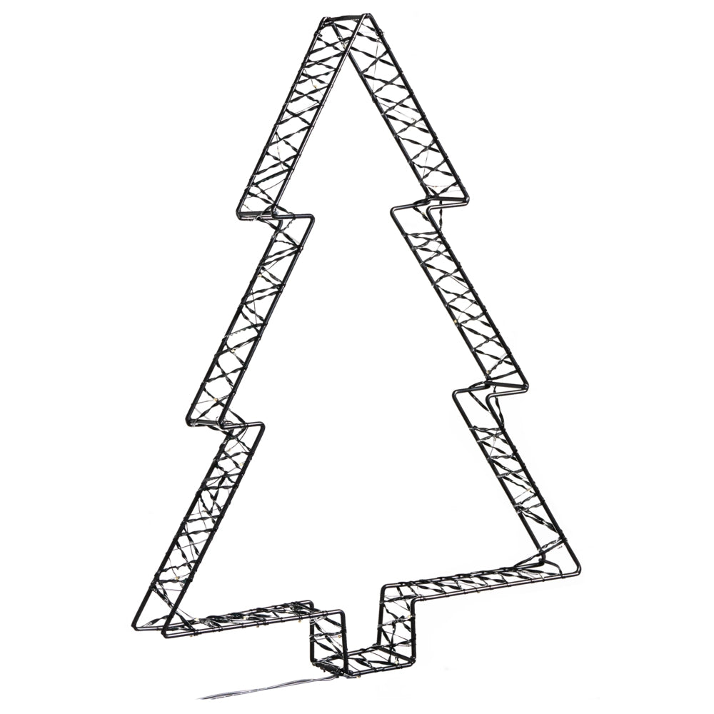 Accessorio decorativo natalizio LED per interni ed esterni 3 alberi di Natale Luci LED Illuminazione Metallo Nero