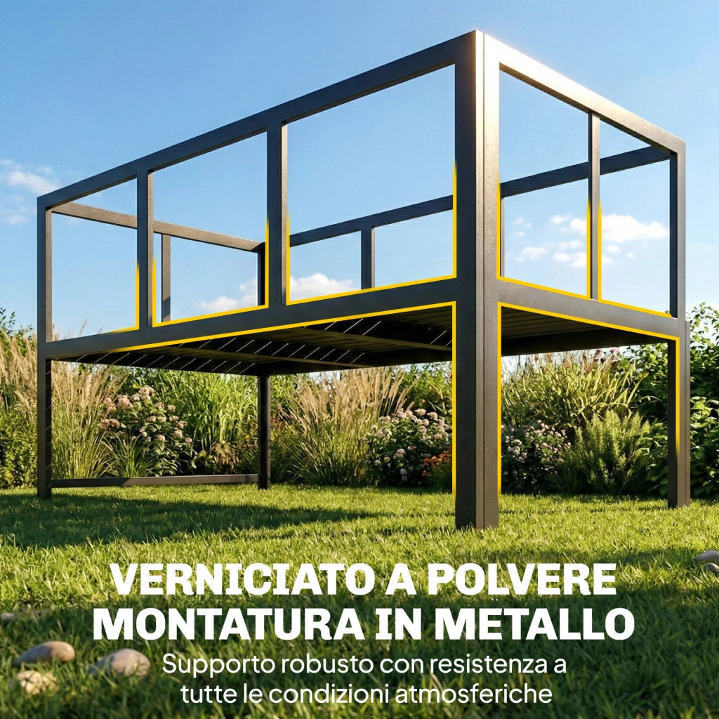 Set 3 Pezzi da Giardino con Divano Angolare Modulabile 4 Posti e Tavolino a Doghe in Metallo e Poliestere Grigio