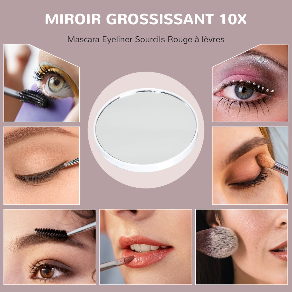 Specchio da trucco con LED regolabile e lente d'ingrandimento ¨C zephmum ¨C 80x62 cm