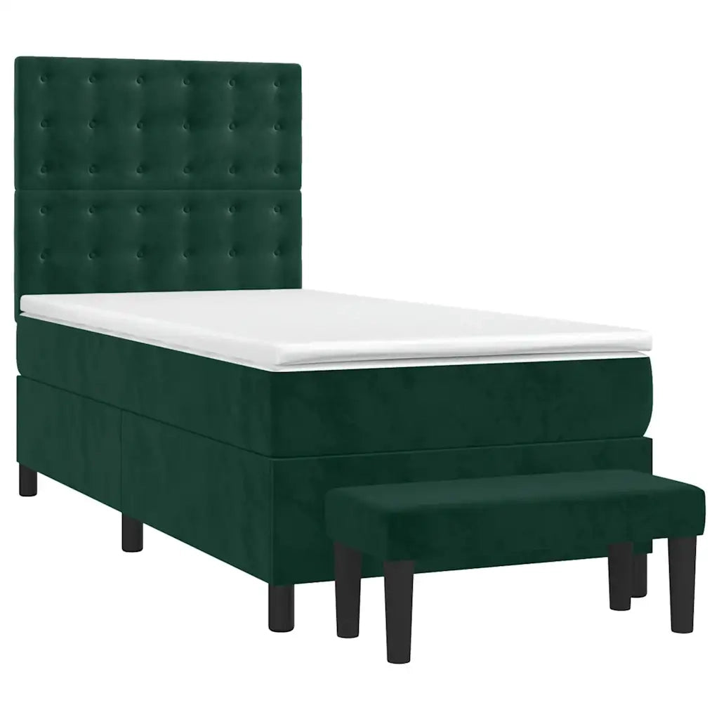 vidaXL Giroletto a Molle con Materasso Verde Scuro 80x200 cm Velluto