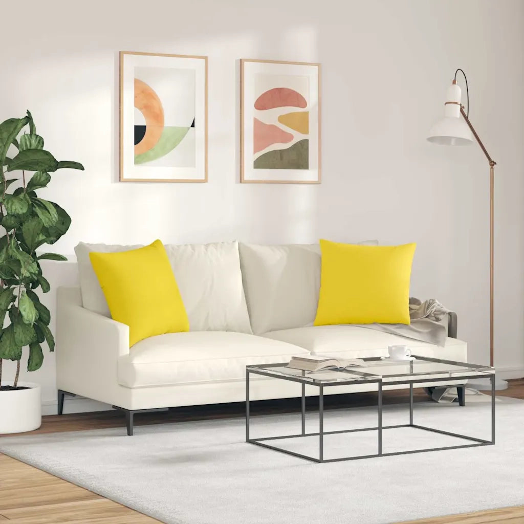 Cuscini da Divano 2 pz | Cuscini per sedie Giallo Chiaro 50 x 50 cm Tessuto