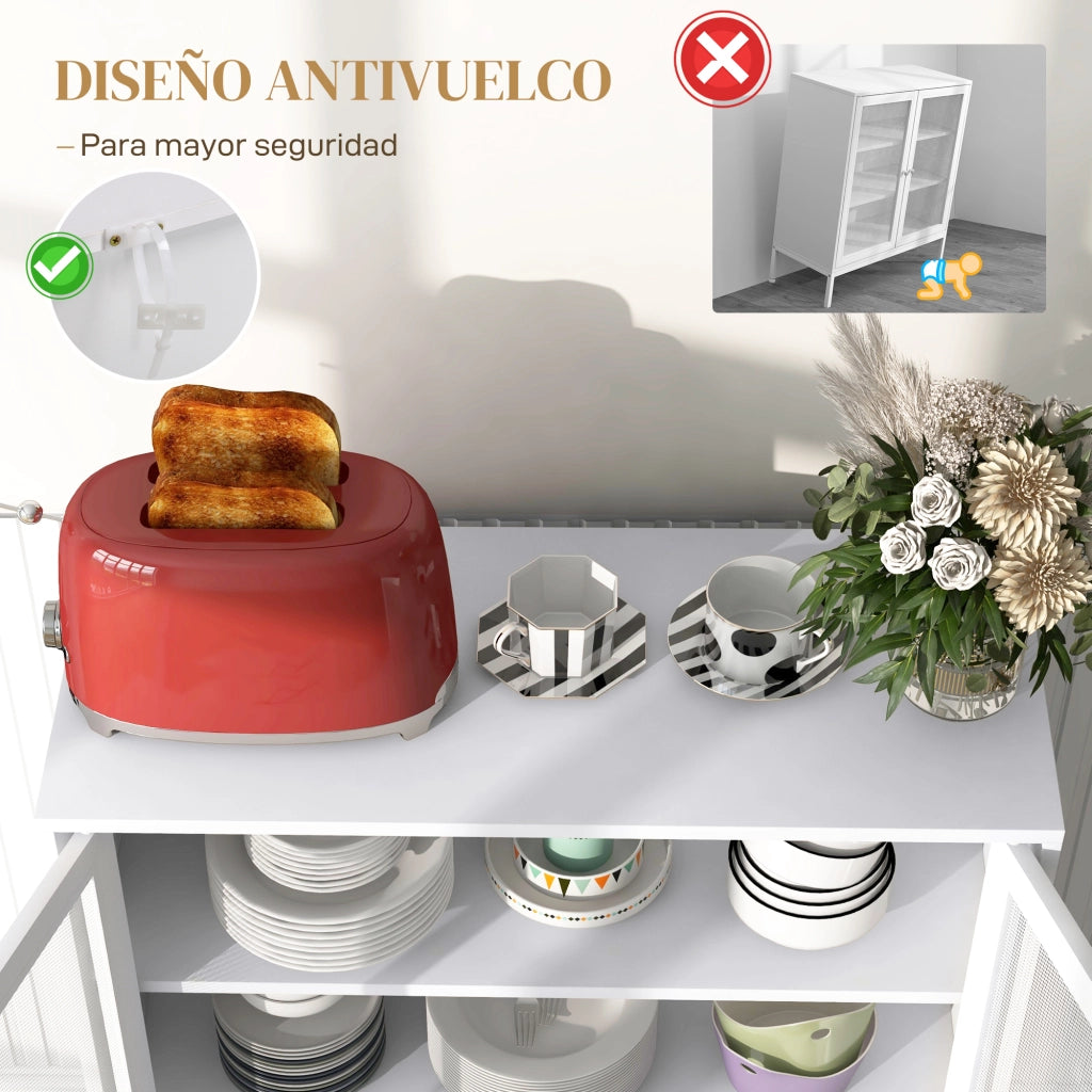 Consolle Ingresso con Ante Metallo e Ripiani ¨C Xylo ¨C Bianco 80x37x92 cm