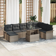 Set di SofÃ  da Giardino con Cuscini 9 Pezzi Grigio Polyrattan