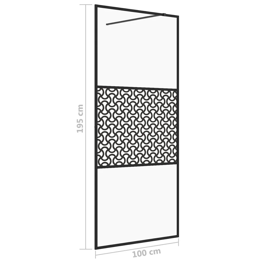 Parete per Doccia Walk-in Vetro Trasparente ESG 100x195cm Nera 151030