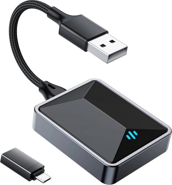 Adattatore 2 in 1 Wireless per Android Auto e CarPlay Apple - Senza Batterie - Bassa Latenza - Chip 5.8 GHz - Compatibile con Auto dal 2016+ Dongle per CarPlay iOS