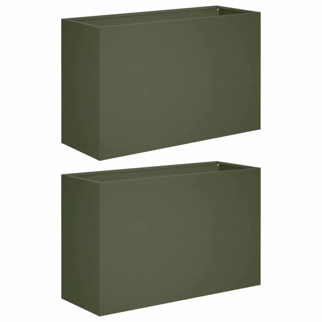 Vaso da giardino 2 pz Verde Oliva 80 x 30 x 40 cm 8005589